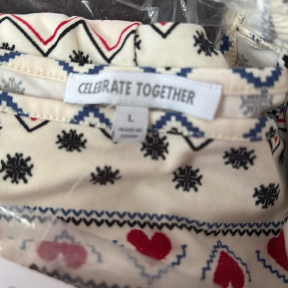 Celebrate Together Blue/Cream/Red Cozy One piece Onesie Pajamas by Size Large - Picture 2 of 4